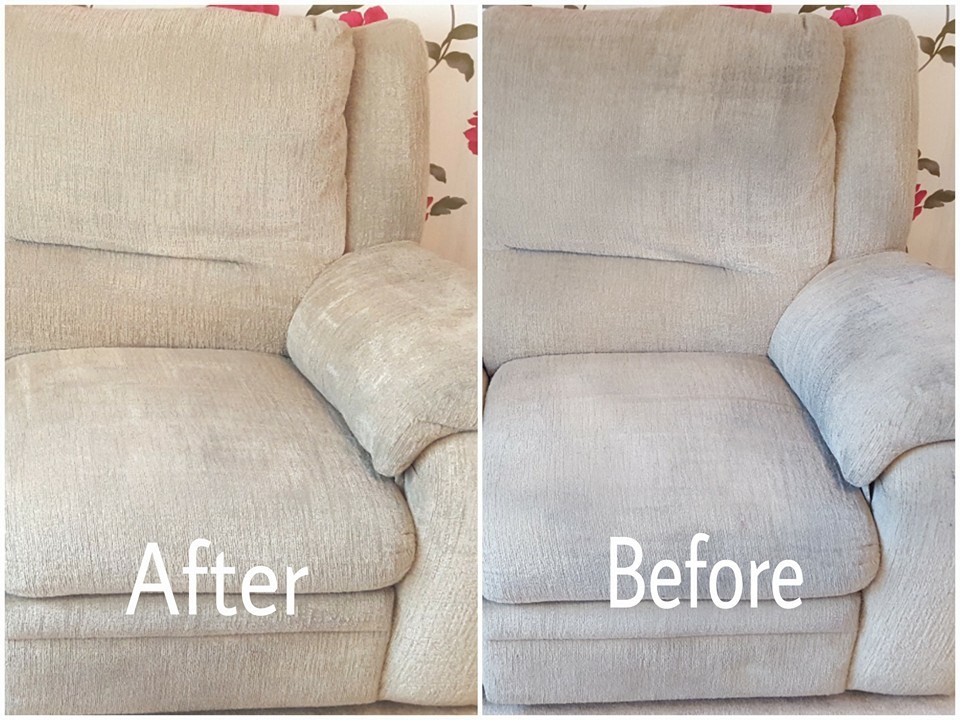 Before and after sofa clean in Lincoln house